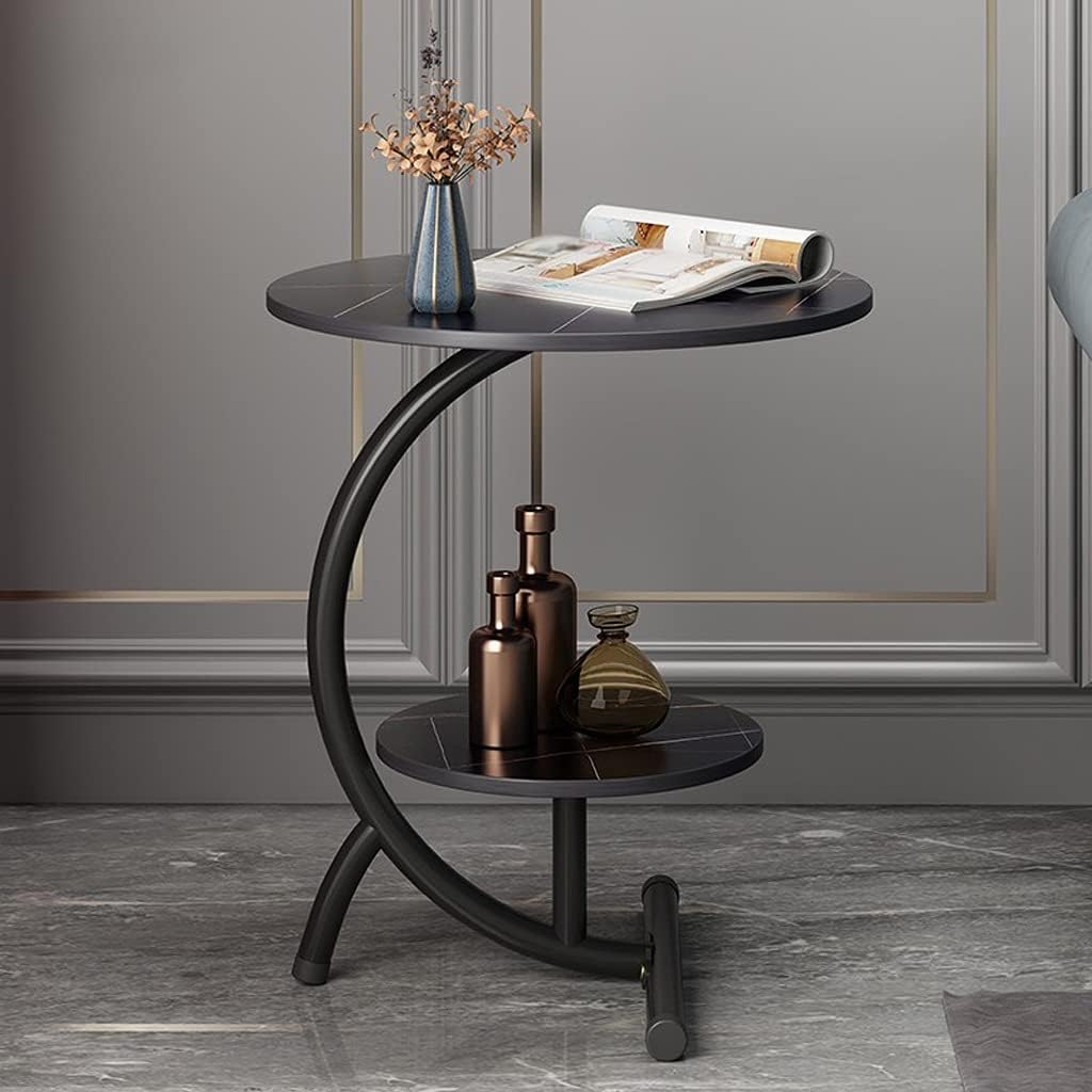 Dvostruki okrugli stočić za spavaću i dnevnu sobu Crni