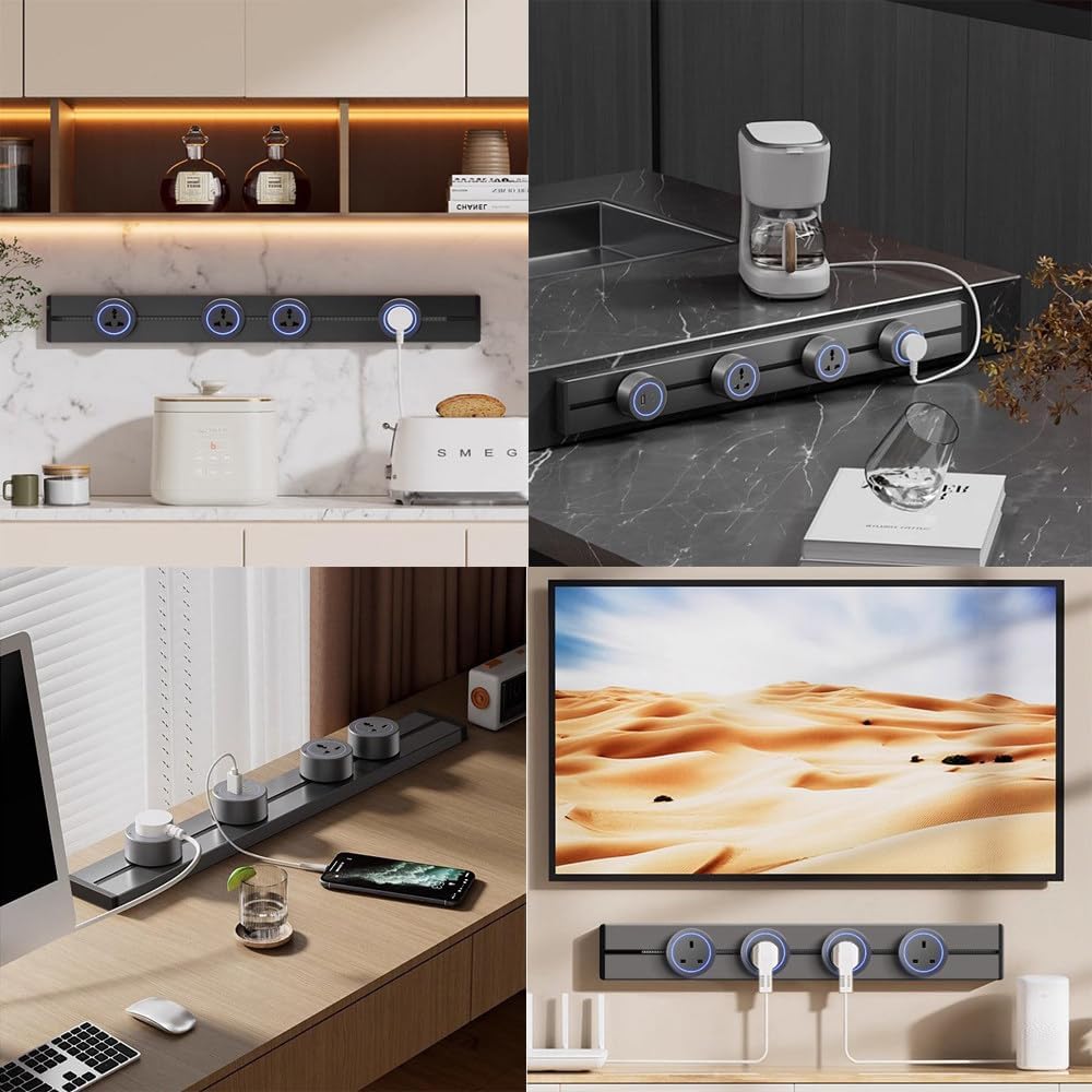 Sinska utičnica 8000W – aluminijumska sina sa 4 modularne utičnice i LED osvetljenjem