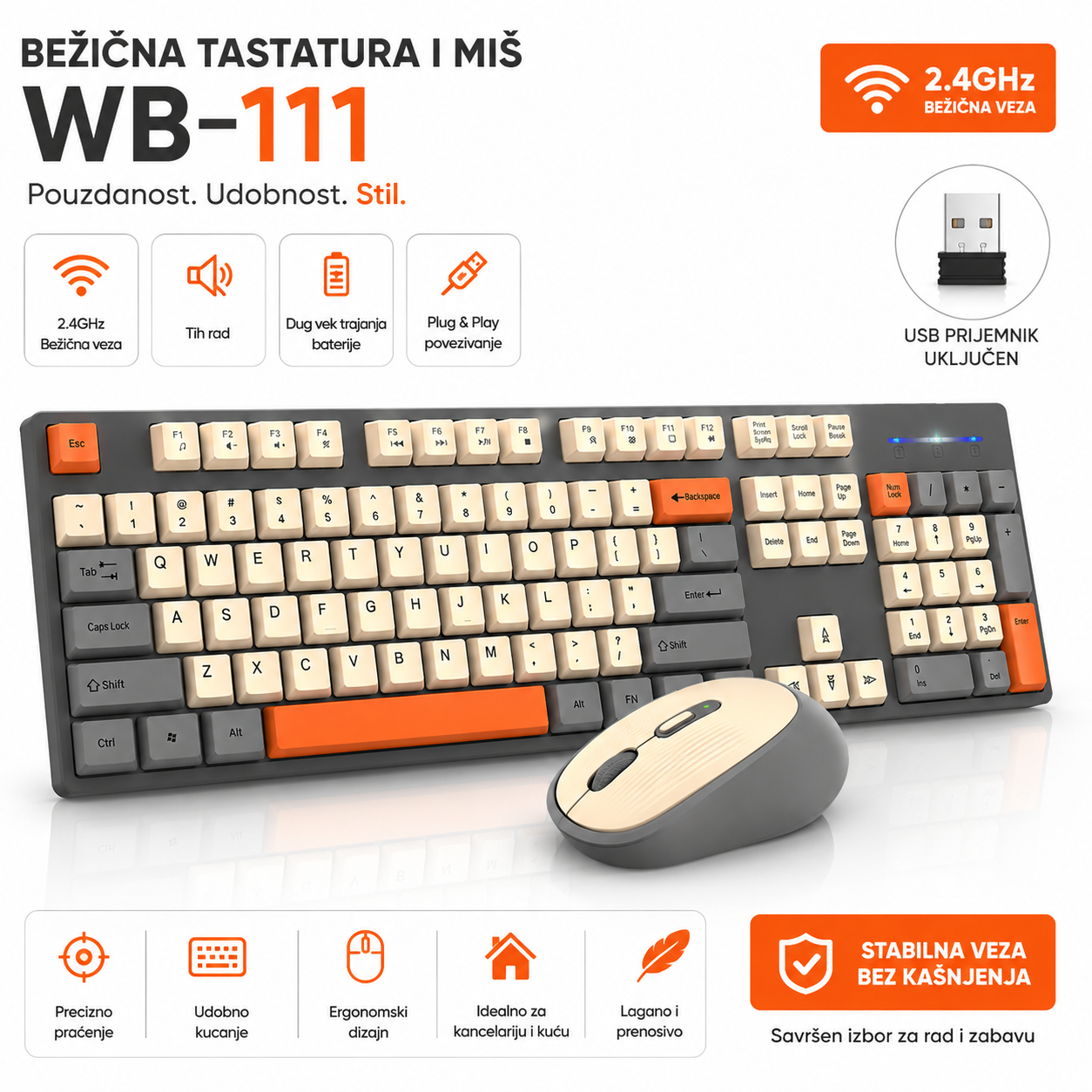 WB-111 Bežična Tastatura i Miš