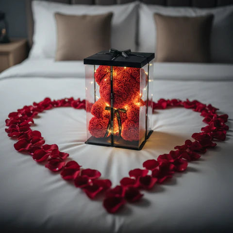 Meda od Ruža sa LED Svetlima u Poklon Kutiji