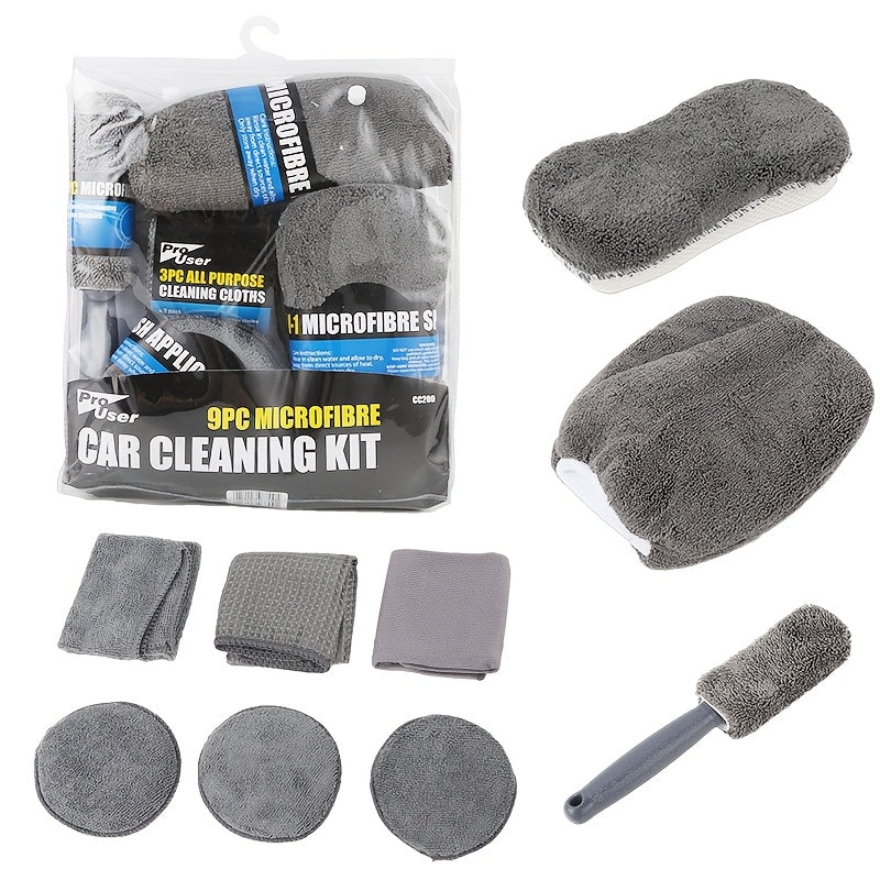 Devetodelni mikrofiber set za pranje kola