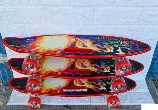 Penibord skejtbord sa svetlecim tockovima Crveni