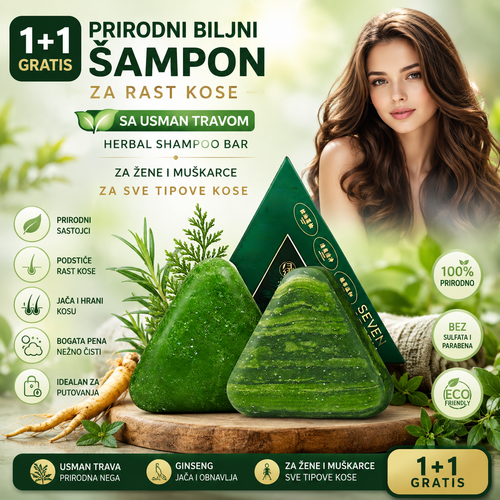 1+1 GRATIS BioHair Usman Herbal Shampoo Bar – Prirodni Biljni Šampon Protiv Opadanja Kose za Brži Rast i Jačanje Kose za Žene i Muškarce