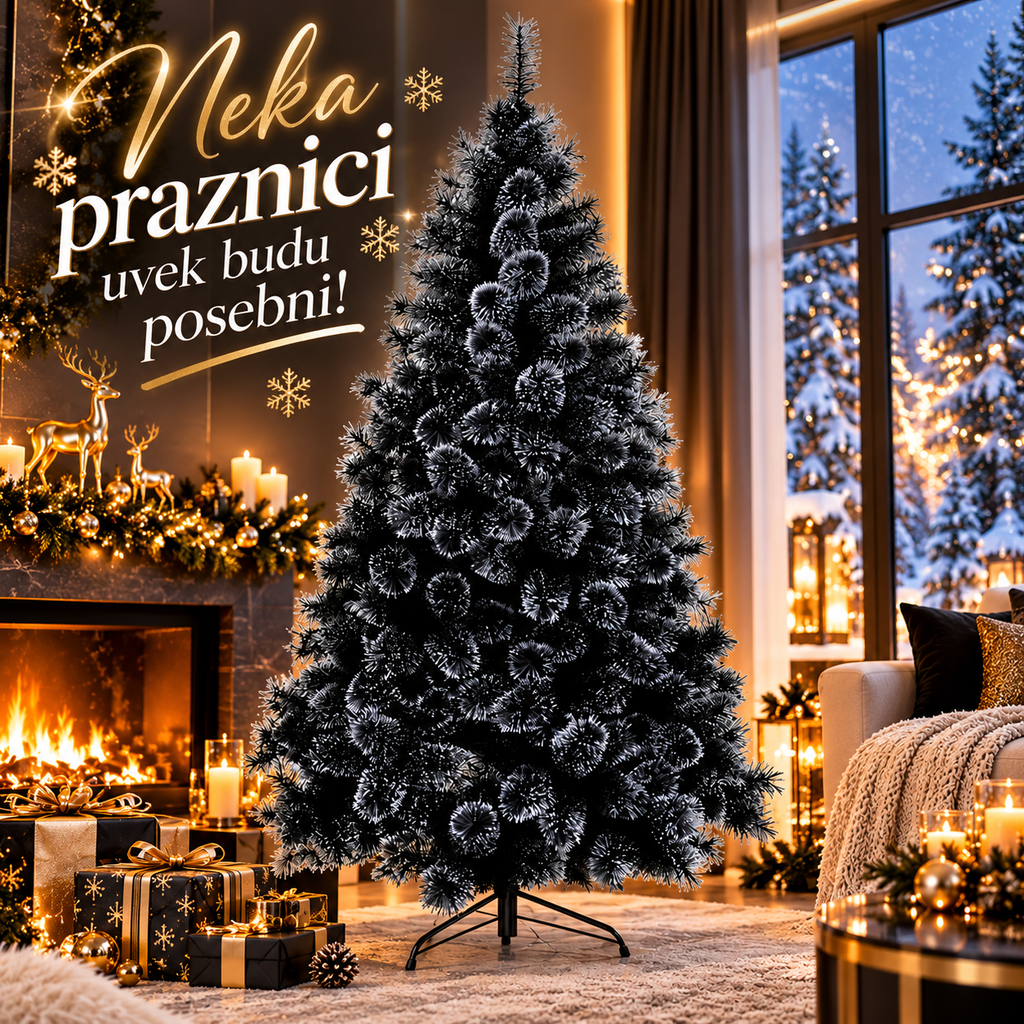 Novogodišnja Jelka Bor 150 cm – Prskana Veštačka Božićna Jelka za Prazničnu Dekoraciju