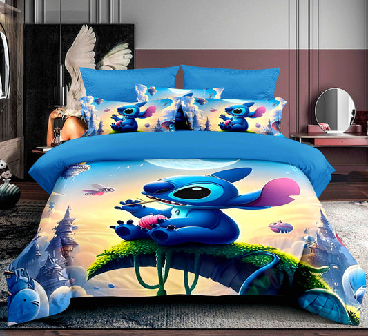 3D Posteljina Stitch – Šareni Dečiji Set sa Fantastičnim Motivom i Nebeskim Dizajnom