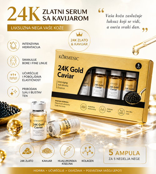 4K Zlatni Serum sa Kavijarom za Lice – Anti-Age Serum za Hidrataciju, Učvršćivanje i Sjaj Kože