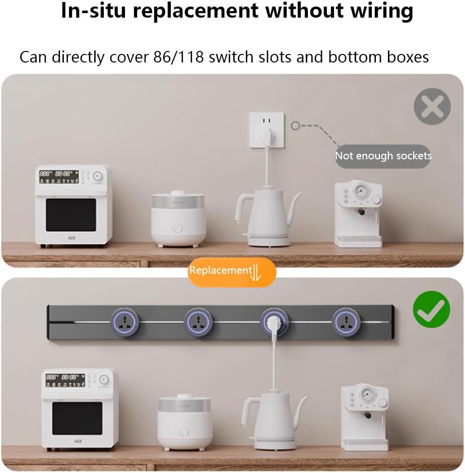 Sinska utičnica 8000W – aluminijumska sina sa 4 modularne utičnice i LED osvetljenjem