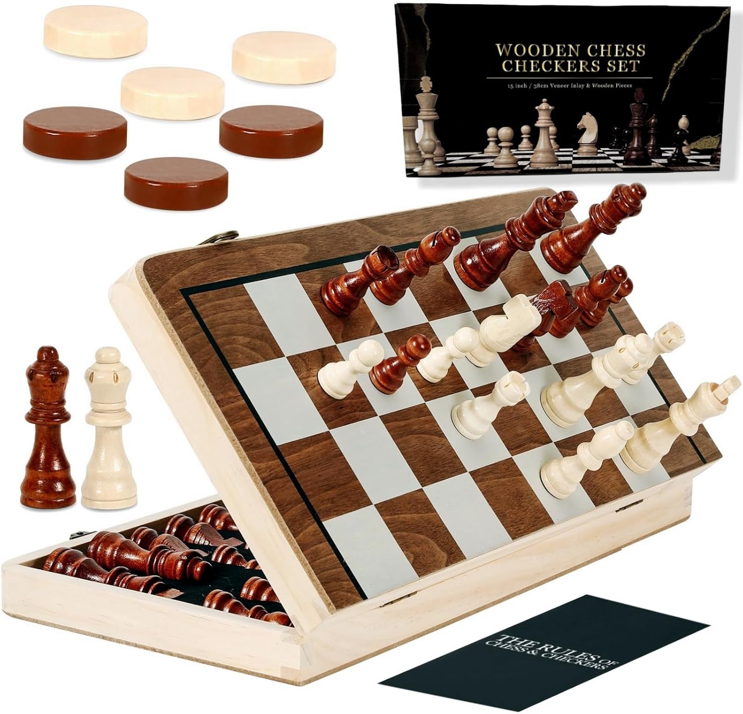 Drveni šah i dame 2u1 magnetni