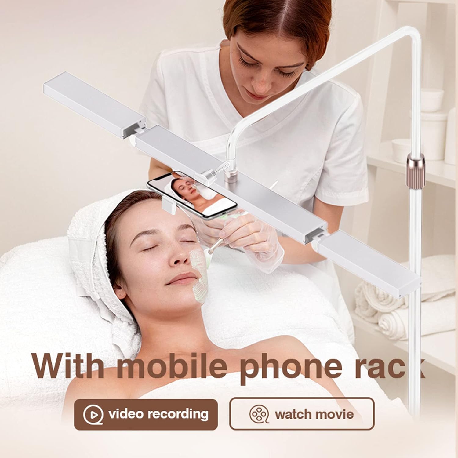 LED Podna Lampa za Trepavice – Trokraka 23" | Profesionalno Beauty Osvetljenje