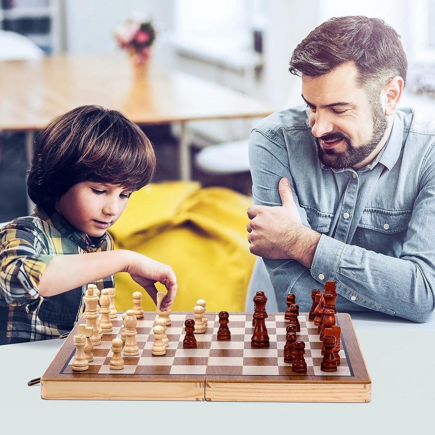 Drveni šah i dame 2u1 magnetni