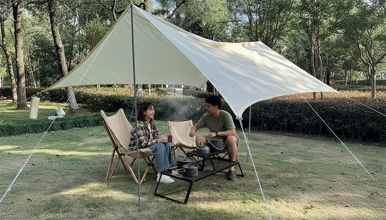 Baštenska Tenda Oaza 3x3m / 3x5m – Velika Zaštita od Sunca i Kiše za Dvorište, Plažu i Kampovanje