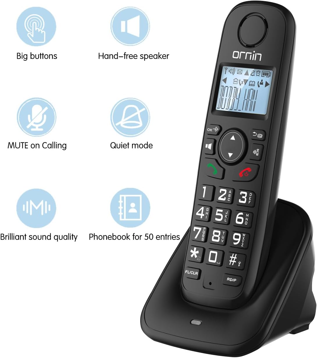 Bežični fiksni telefon crni