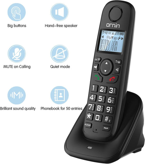 Bežični fiksni telefon crni