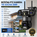Bežična PTZ Kamera 15MP sa Tri Sočiva + 64GB Kartica – WiFi Spoljašnja Sigurnosna Kamera sa Noćnim Snimanjem i Praćenjem Pokreta