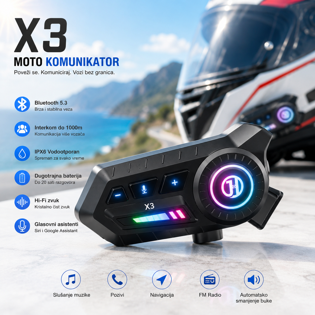 X3 Handsfree Komunikator za Motor – Jasna Komunikacija u Vožnji