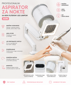 Profesionalni Aspirator za Nokte sa HEPA Filterom i LED Lampom 40W – Stoni Usisivač Prašine za Manikir i Pedikir