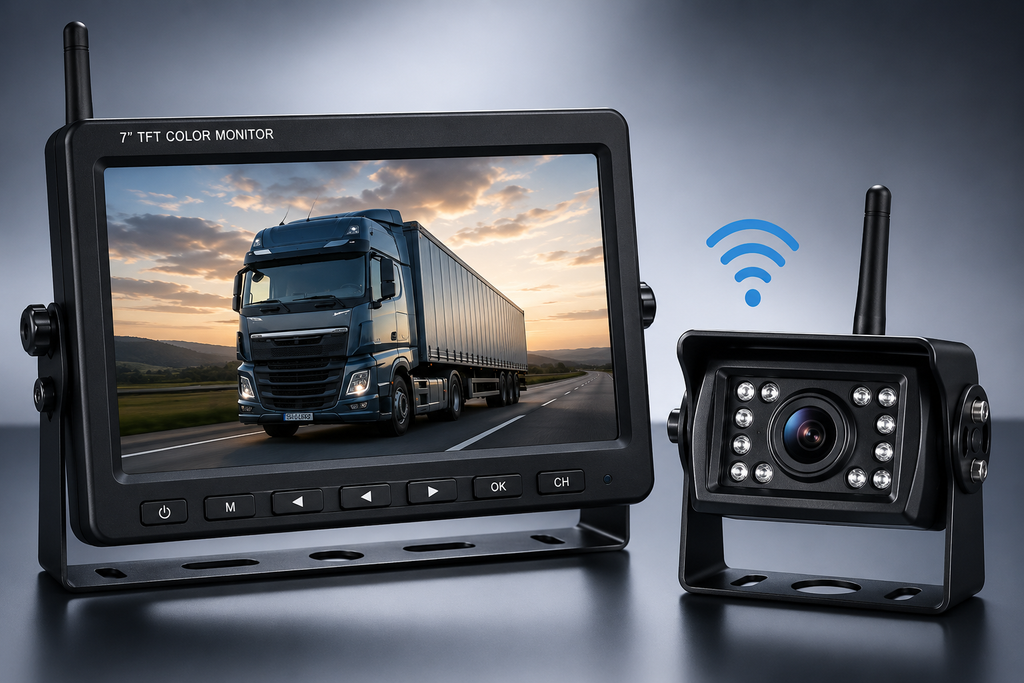 Profesionalni 7" Monitor sa WiFi Bežičnom Kamerom – Za Kamione, Kombajne, Traktore i Radne Mašine