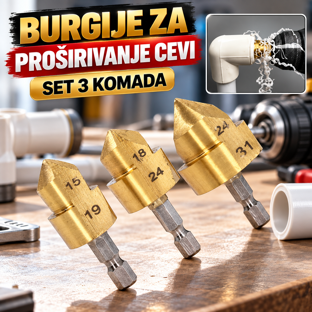 Burgije za Proširivanje Cevi 3 Komada – Set Ekspandera za Cevi 15–31 mm