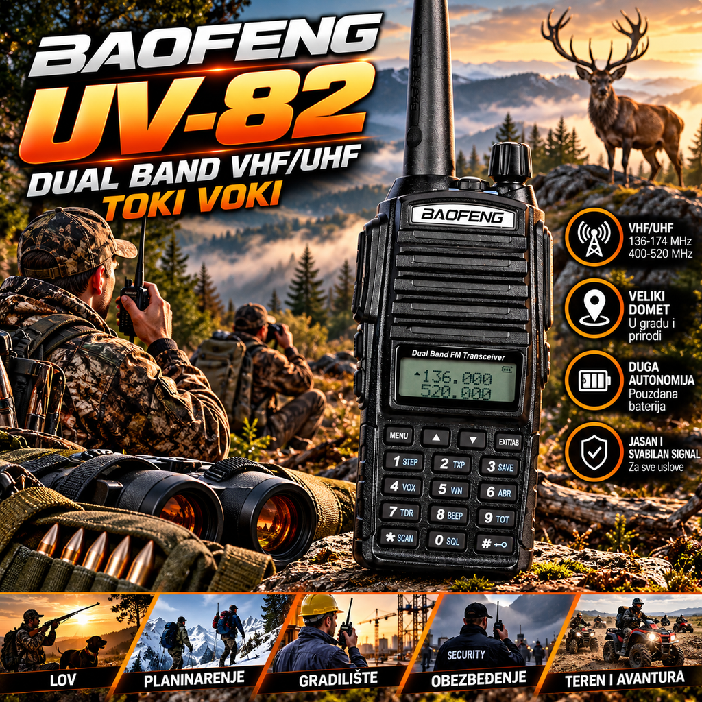 Baofeng UV-82 Dual Band Radio Stanica – VHF/UHF Toki Voki