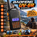 Baofeng UV-6R 7W Dual-Band Radio Stanica – VHF/UHF Toki Voki sa 5000mAh Baterijom