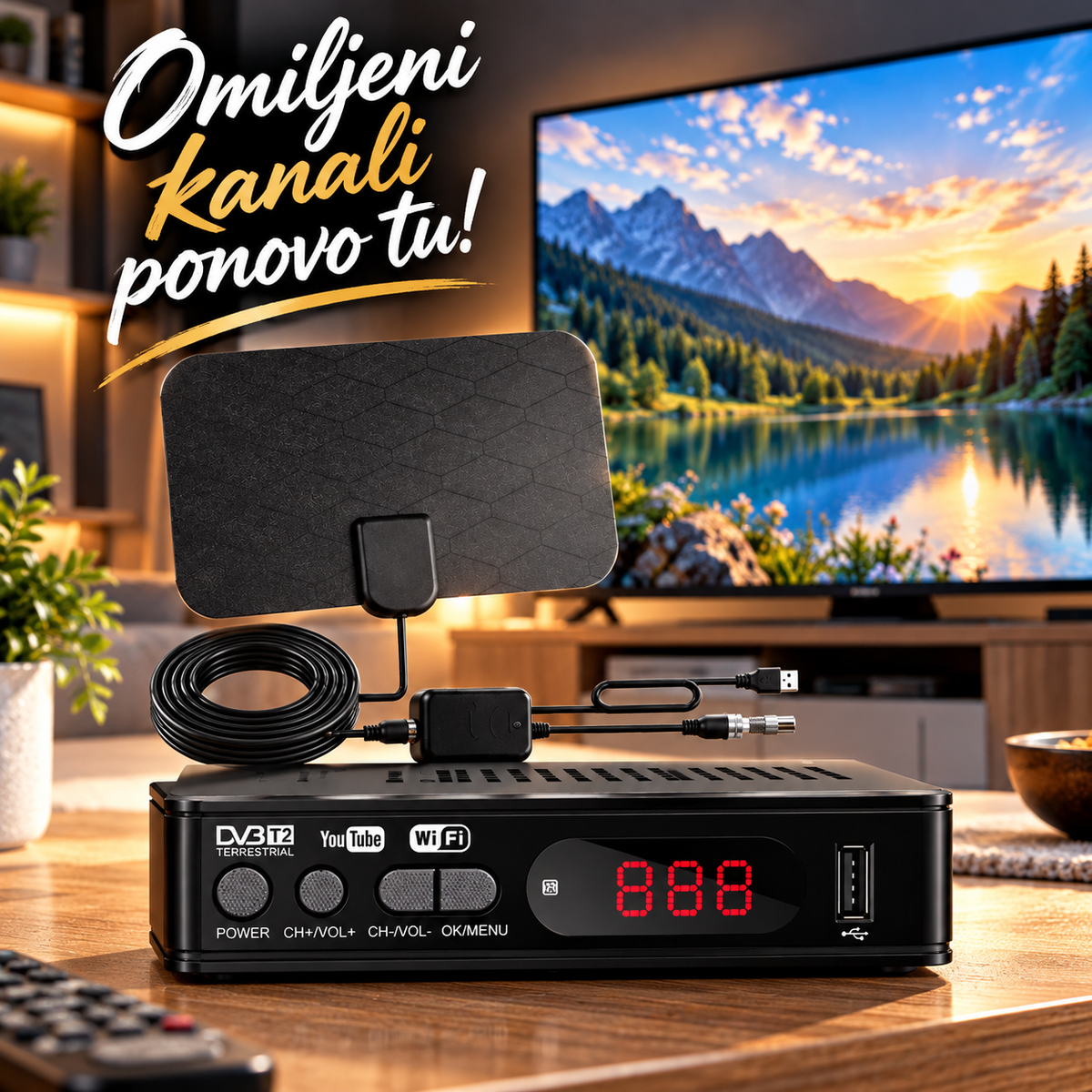 DVB-T2 Digitalni TV Risiver + Digitalna TV Antena – Prijemnik za Digitalnu Televiziju