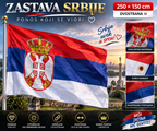 Zastava Republike Srbije Dvostrana 250x150 cm – Srpska Zastava za Unutrašnju i Spoljašnju Upotrebu