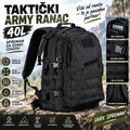 Taktički Ranac Army 40L – Vojni Ranac Crni, Čvrst i Prostran