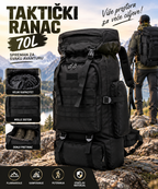 Taktički Army Ranac 70L – Vojni Ranac Velikog Kapaciteta, Crni