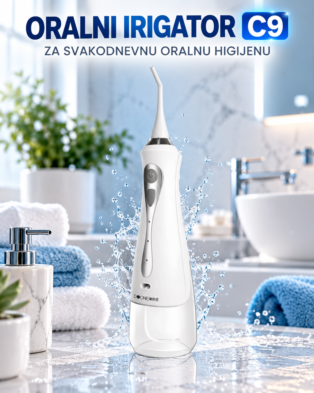 Oralni Irigator C9 – Aparat za Ispiranje Zuba i Desni, Dentalni Tuš za Oralnu Higijenu