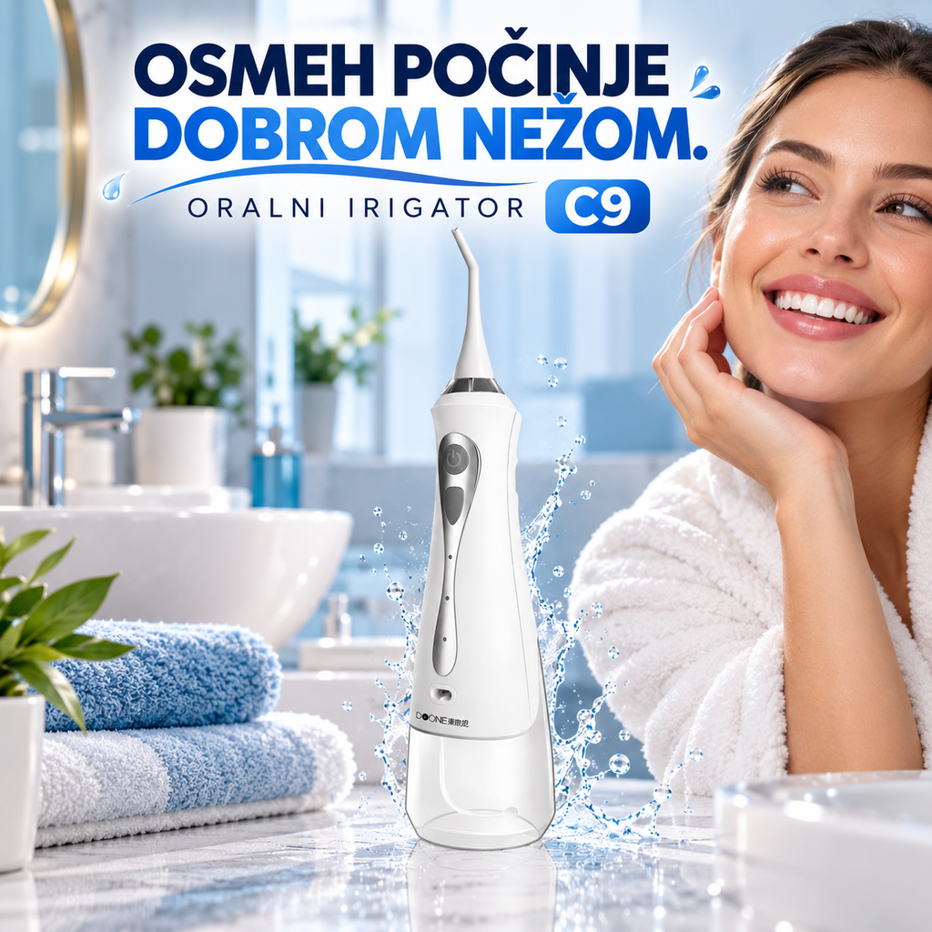 Oralni Irigator C9 – Aparat za Ispiranje Zuba i Desni, Dentalni Tuš za Oralnu Higijenu