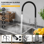 Fleksibilna Kuhinjska Slavina za Sudoperu Crna Inox – 360° Rotacija i Moderan Dizajn