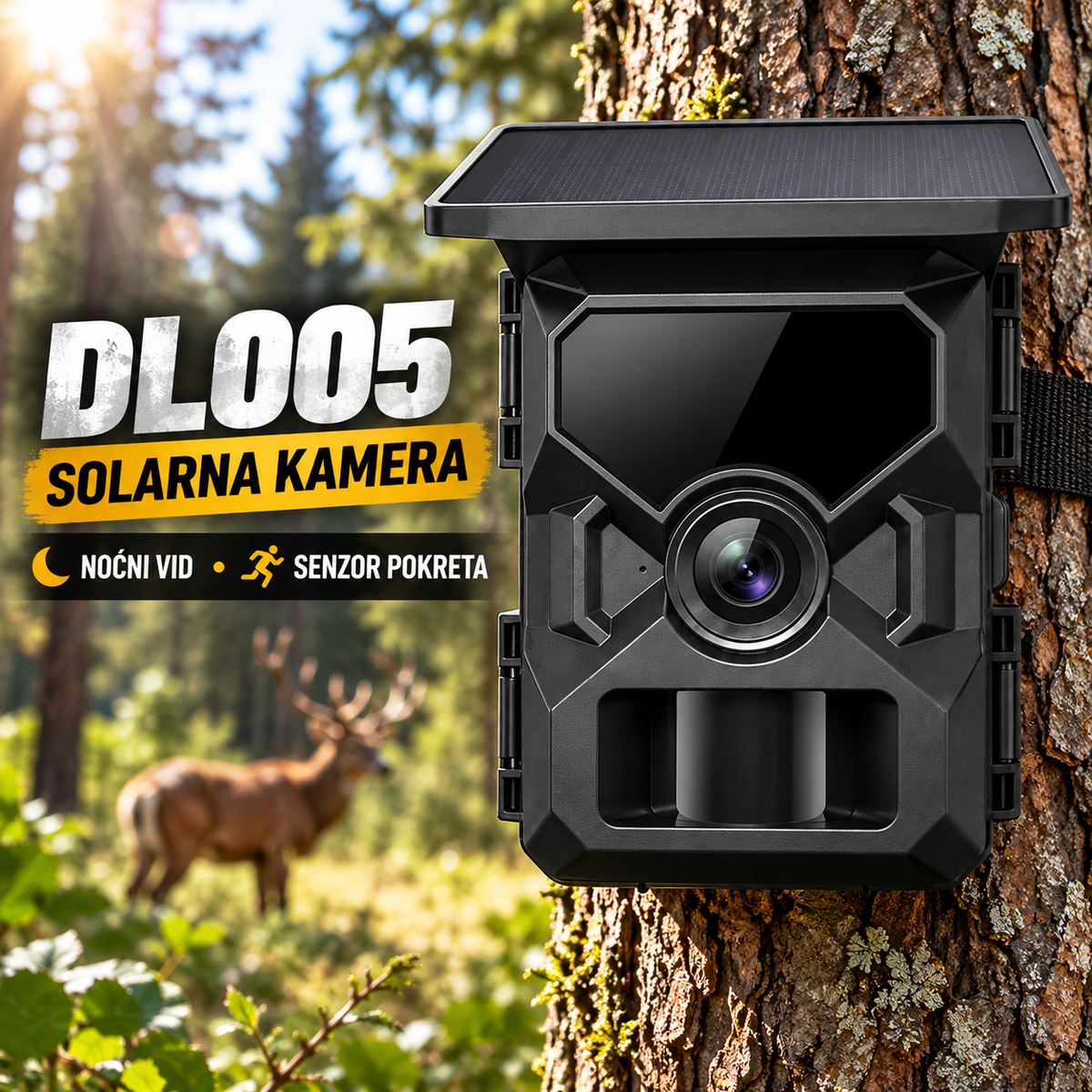 DL005 Solarna Lovačka Kamera – Outdoor Kamera sa Noćnim Vidom i Senzorom Pokreta
