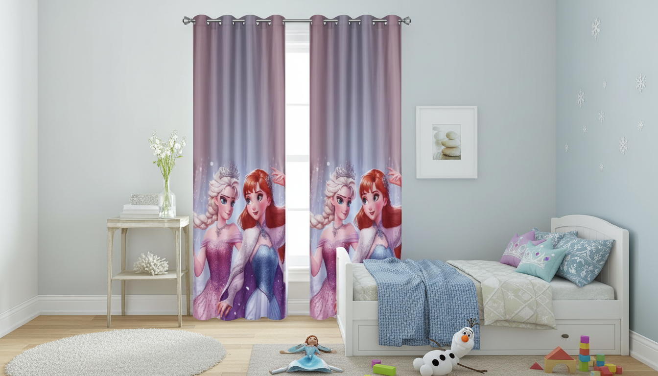 Dečiji Draper Ana i Elsa 140x260cm – Jedno Krilo za Dečiju Sobu