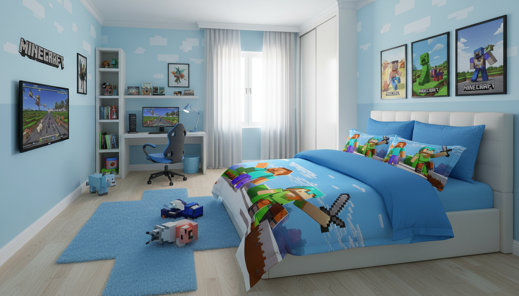 Minecraft 5D Posteljina – Set za Decu sa 3D Efektom