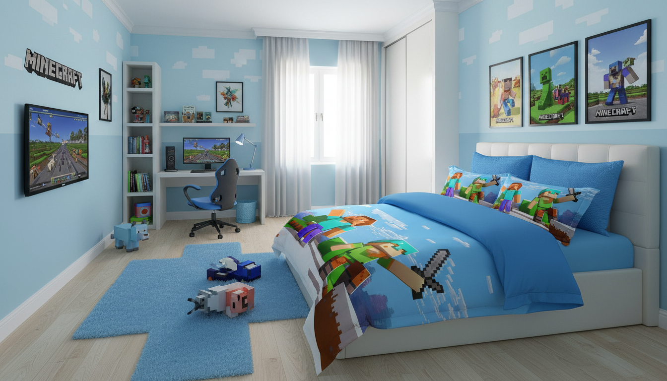 Minecraft 5D Posteljina – Set za Decu sa 3D Efektom