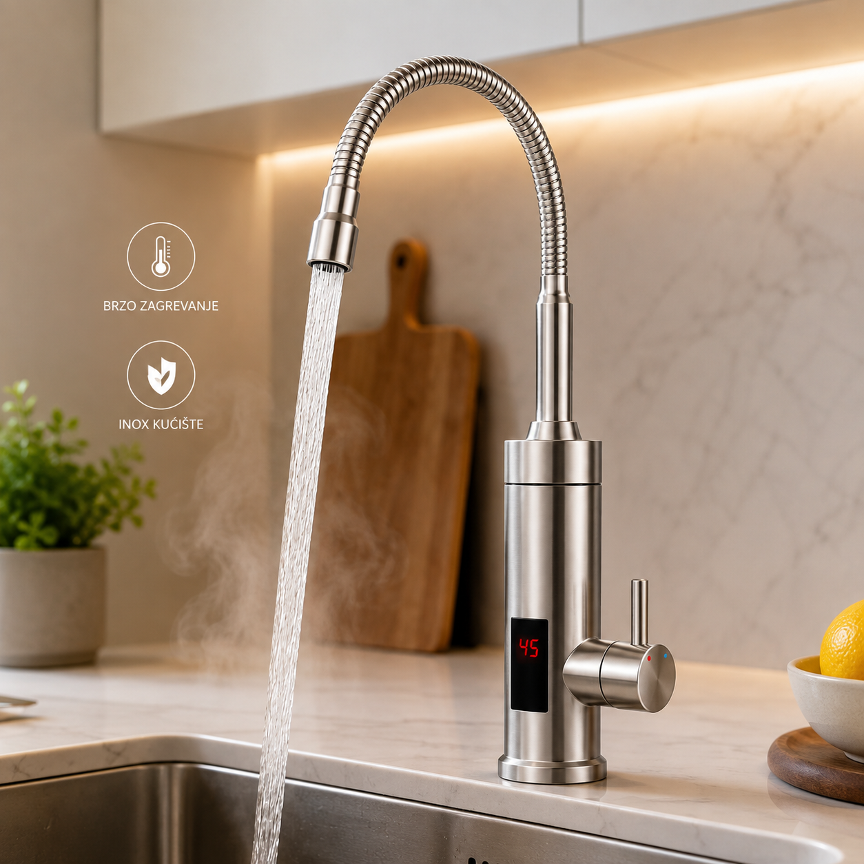 Delimano Slavina sa grejacem od INOX fleksibilnom crevom