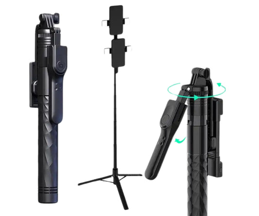 Držač Tripod stativ za 1 ili 2 telefona sa led svetlom