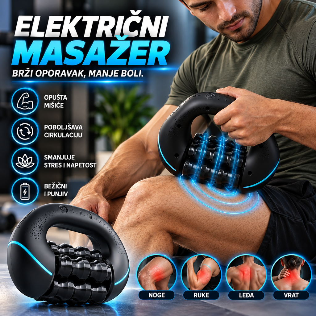 Električni Rotirajući Masažer za Mišiće – Masažer za Noge, Ruke, Leđa i Vrat
