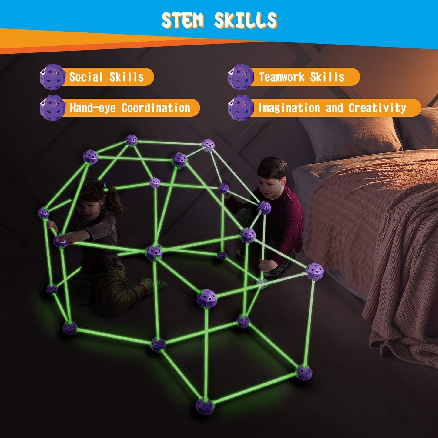 Forts glow svetleca konstrukcija za sklapanje zamka, kuce
