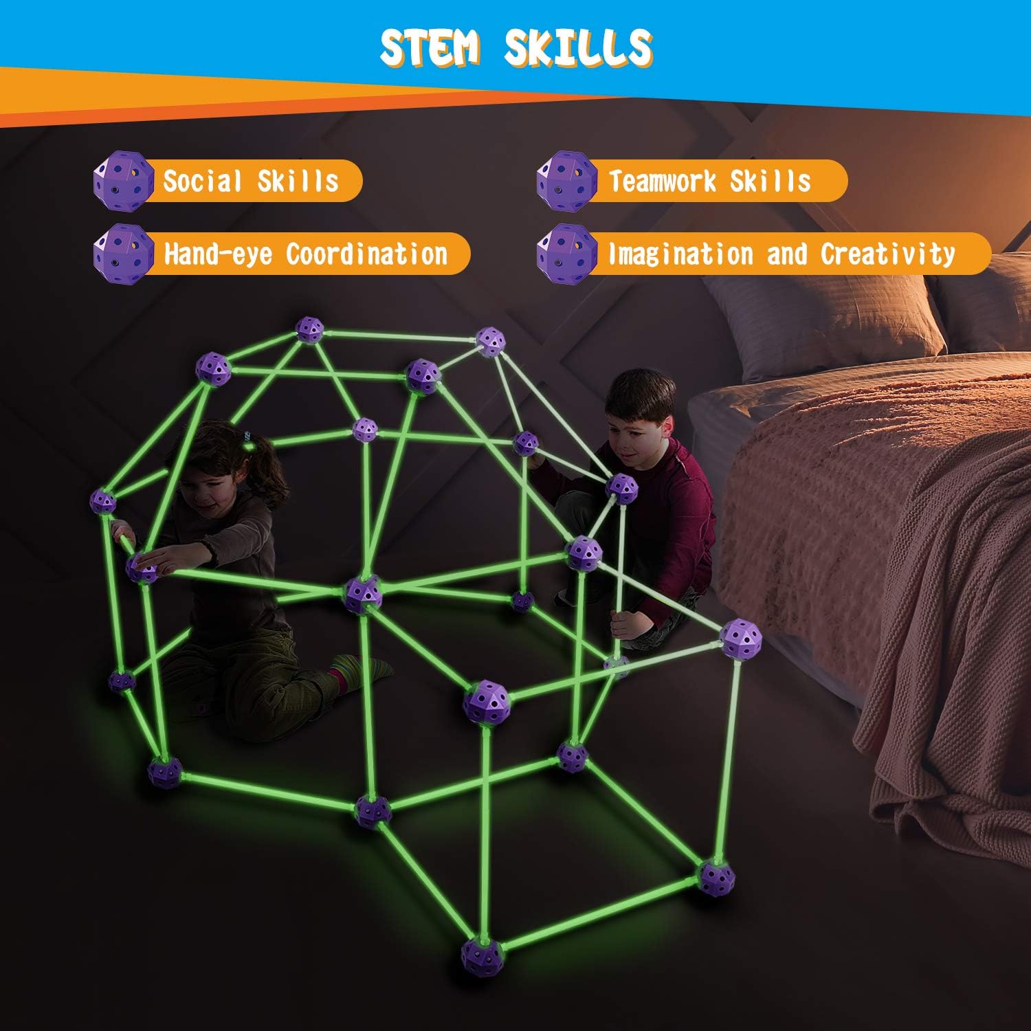 Forts glow svetleca konstrukcija za sklapanje zamka, kuce