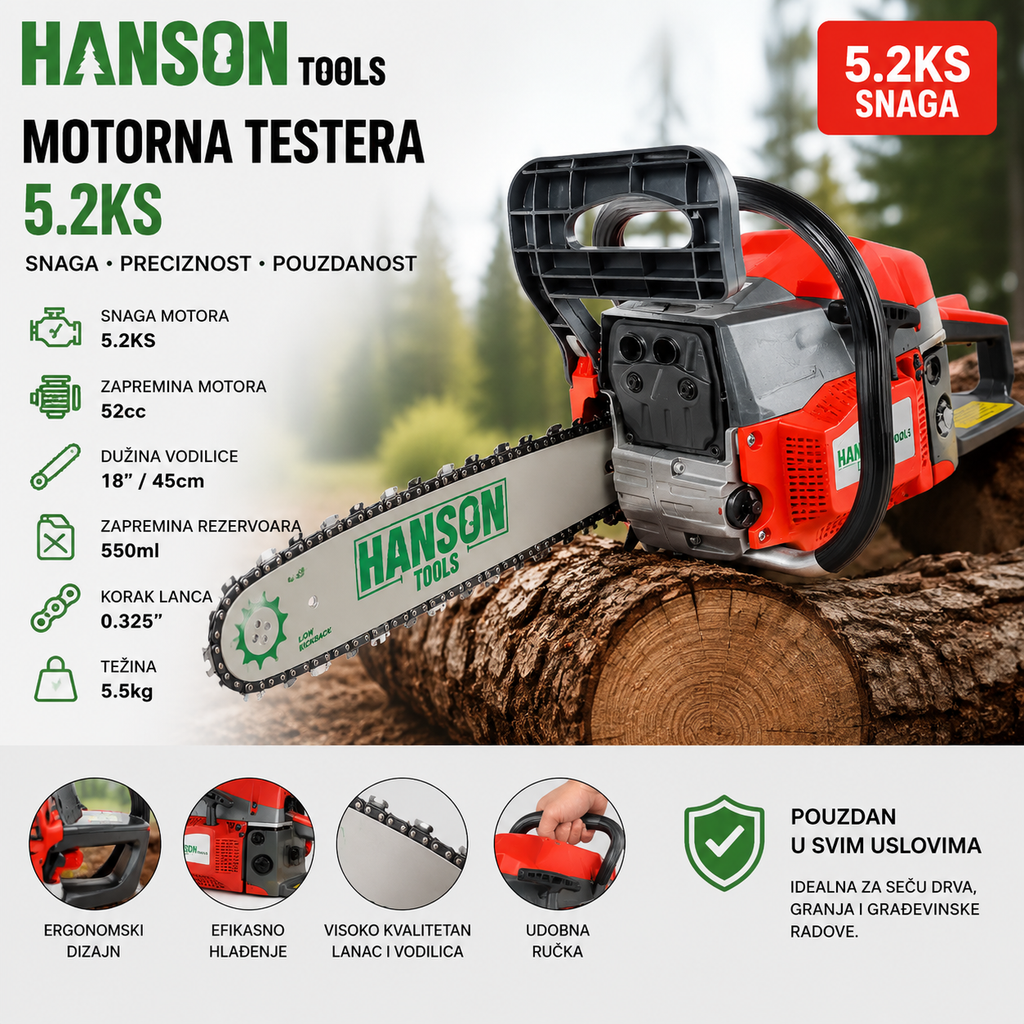 Motorna testera Hanson 5.2ks