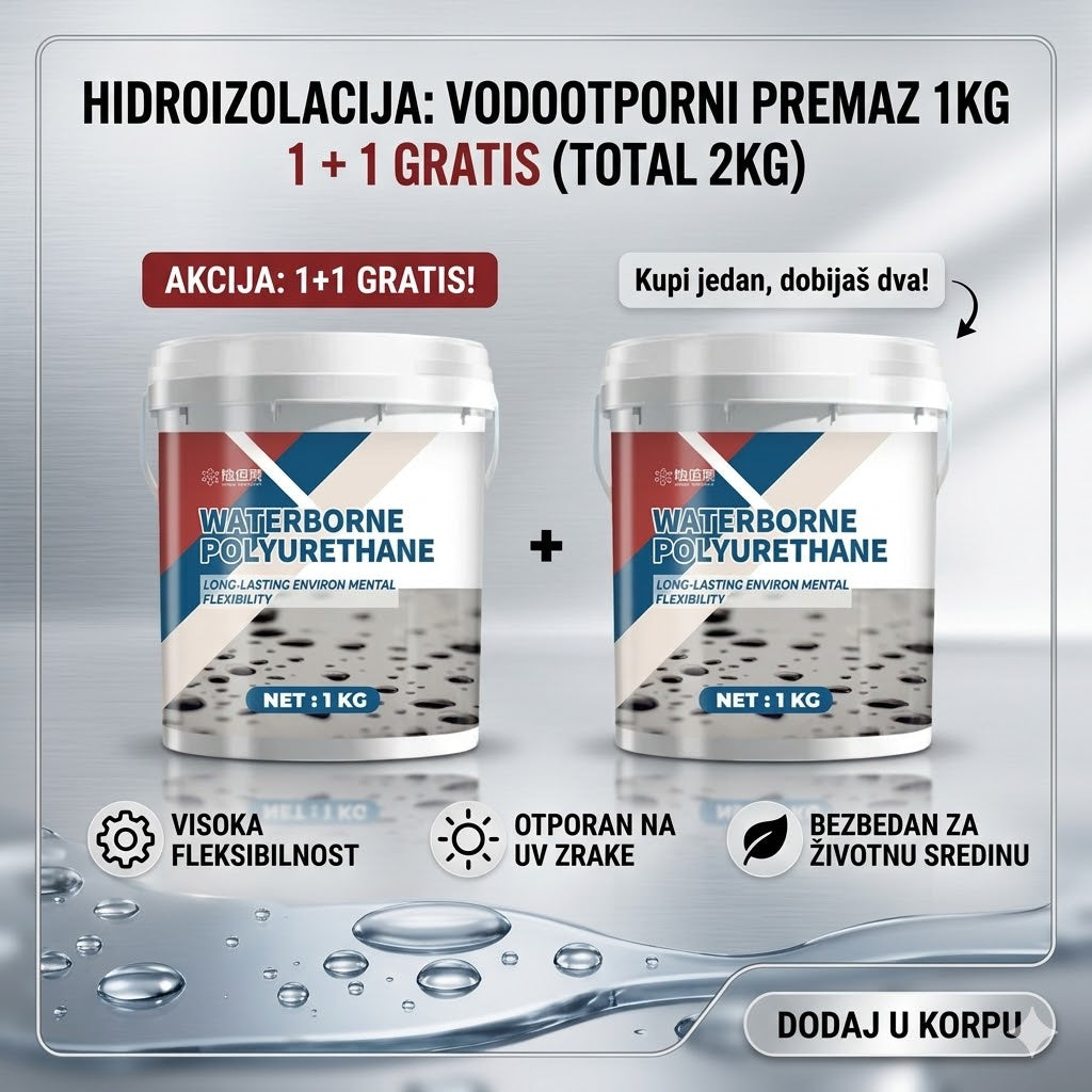Hidroizolacija Vodootporni Premaz 1kg Poliuretan 1+1 Gratis
