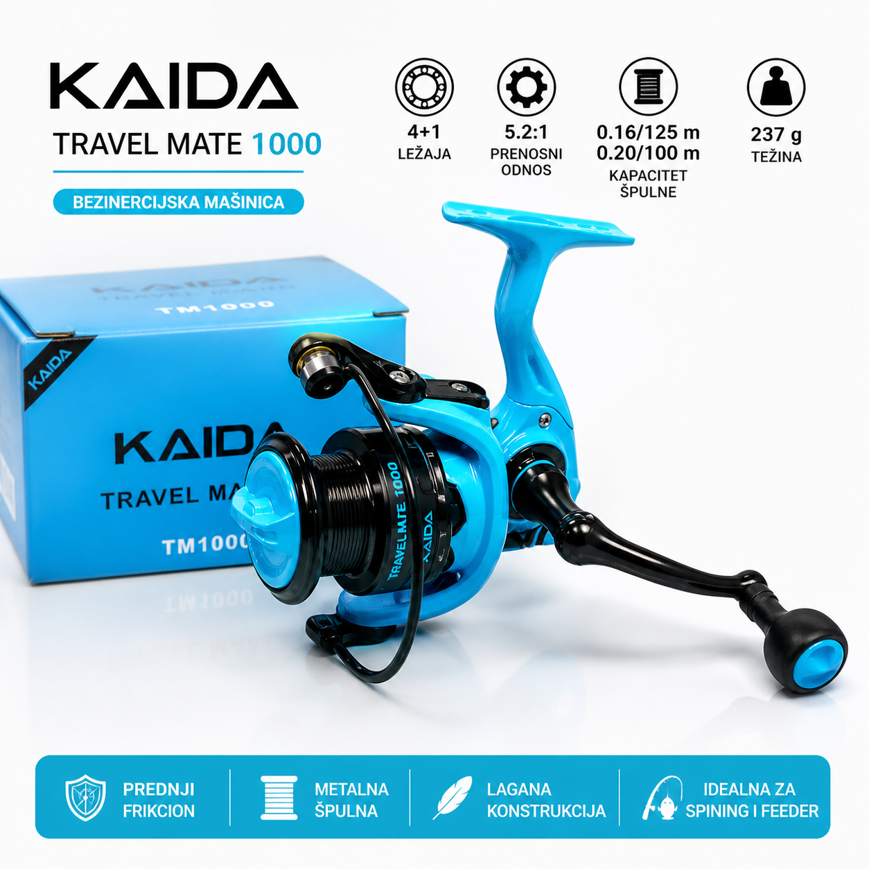 Kaida Travel Mate 1000 Mašinica za Pecanje – Kompaktna i Snažna