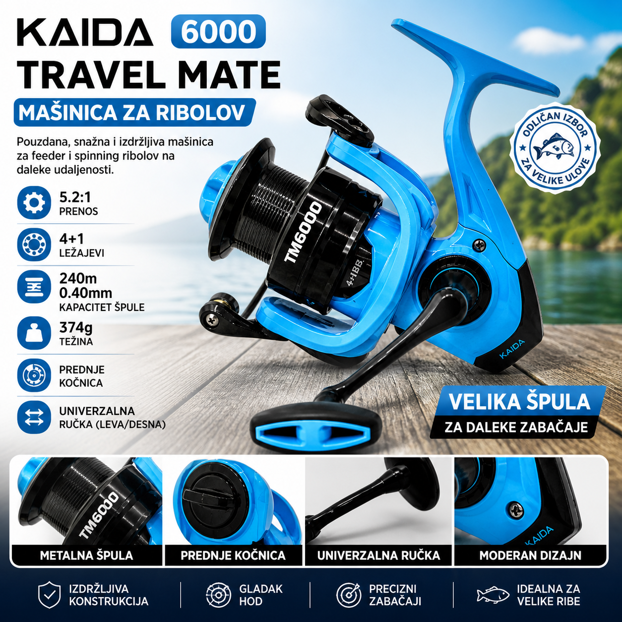 Kaida Travel Mate 6000 Mašinica za Ribolov