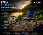 Kaida Profesionalna Feeder Ribolovačka Stolica sa Bočnom Policom i 2 Držača Pribora – Podesiva i Sklopiva Stolica za Pecanje do 120 kg