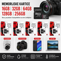 Kingston MicroSD Memorijska Kartica 16GB 32GB 64GB 128GB 256GB sa Adapterom – Za Telefon, IP Kameru, Fotoaparat i Laptop