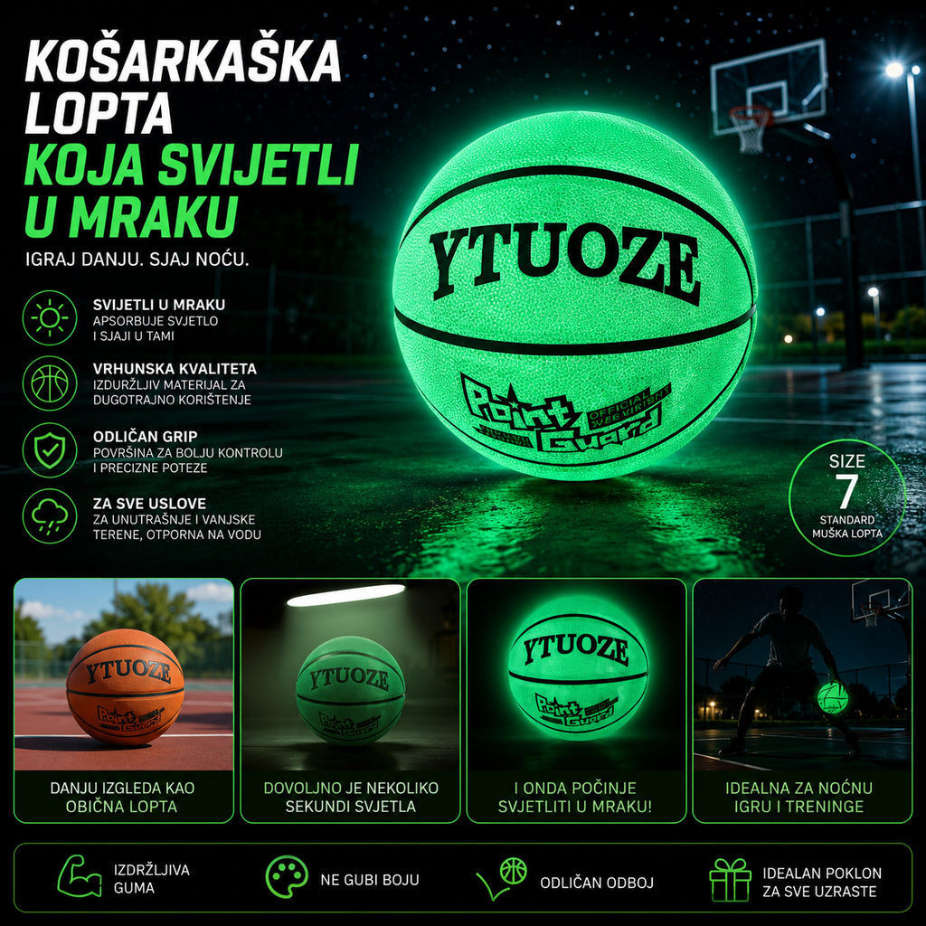 Košarkaška Lopta koja Svetli – Idealna za Trening, Rekreaciju i Noćnu Igru