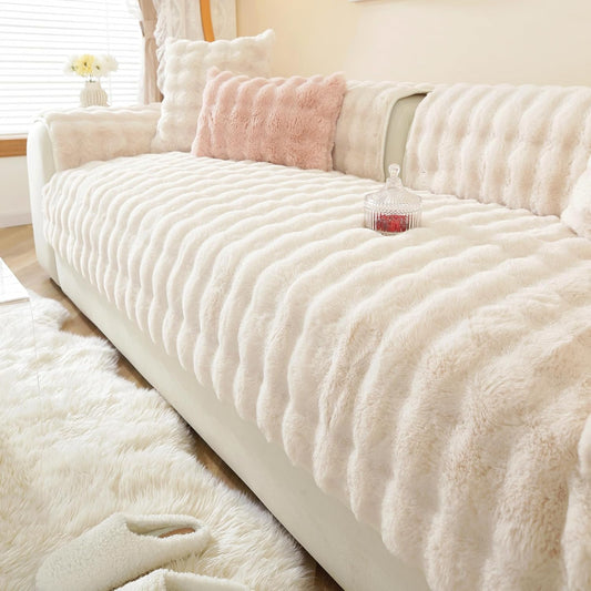 Krzneni fleker prljavo belo 70×150 cm – mekani i elegantni ukrasni prekrivač za dom