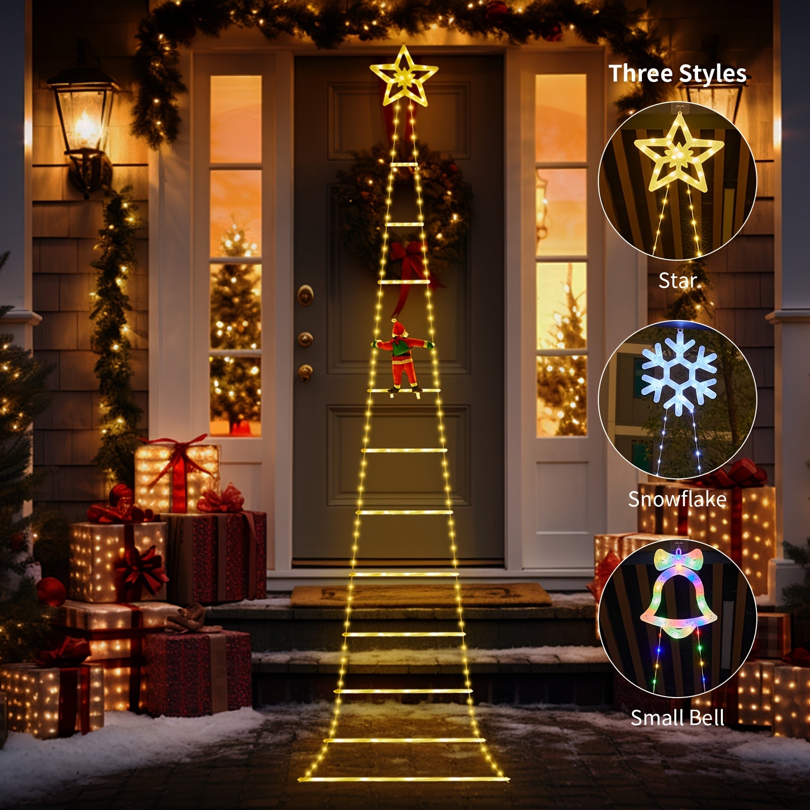 Božićna LED dekoracija Deda Mraz na merdevinama 2.4m