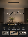 LUXORA LED Luster – Viseći Luster sa Talasastim Dizajnom za Dnevnu Sobu i Trpezariju